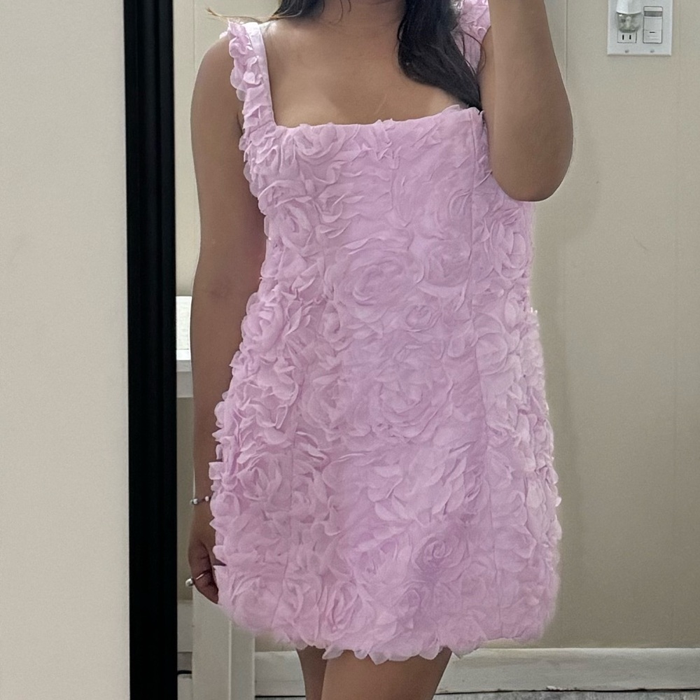 Oh Polly Lavender Textured Mini Dress